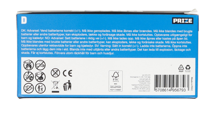 Batteri superalkalisk D 12 stk. - PRIZE®